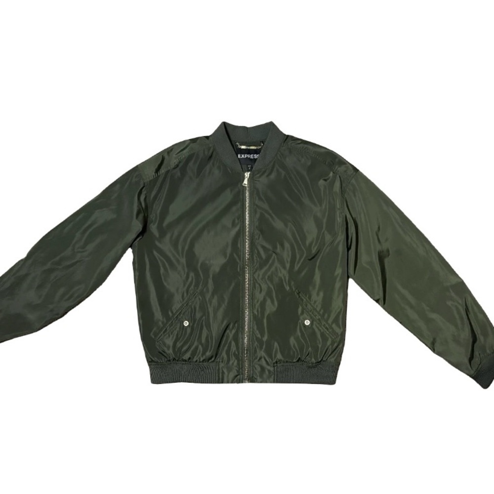 Express Olive Green Zip-Up Jacket